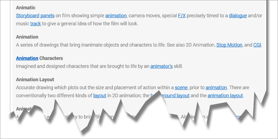 feature image for animation & cartoon glossary